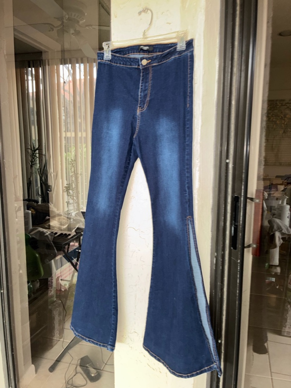 American Bazi Dark Blue Flare Jeans with Side Panel